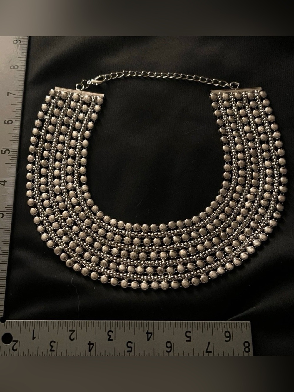 True Vintage Silver Chainmail Mesh Necklace Cleopatra Collar / Super Heavy